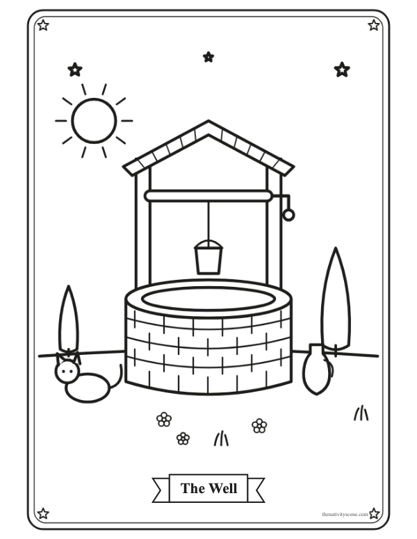 Printable coloring page: The well
